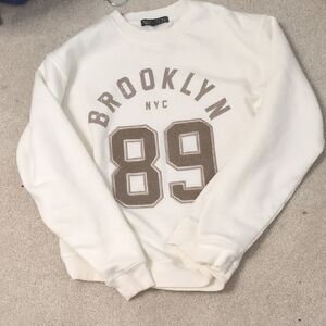 Brooklyn Cream and Brown Crewneck Sweater